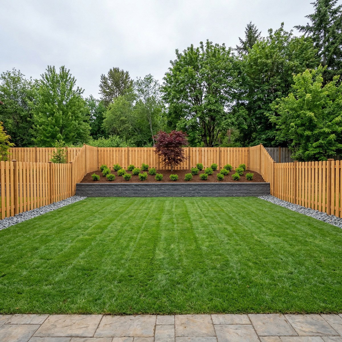 Landscaping with fence and lawn